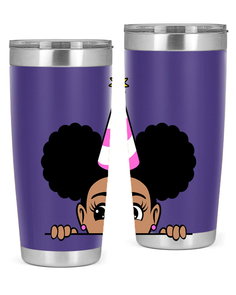 peekaboo afro puffs birthday girl 24#- women-girls- Tumbler
