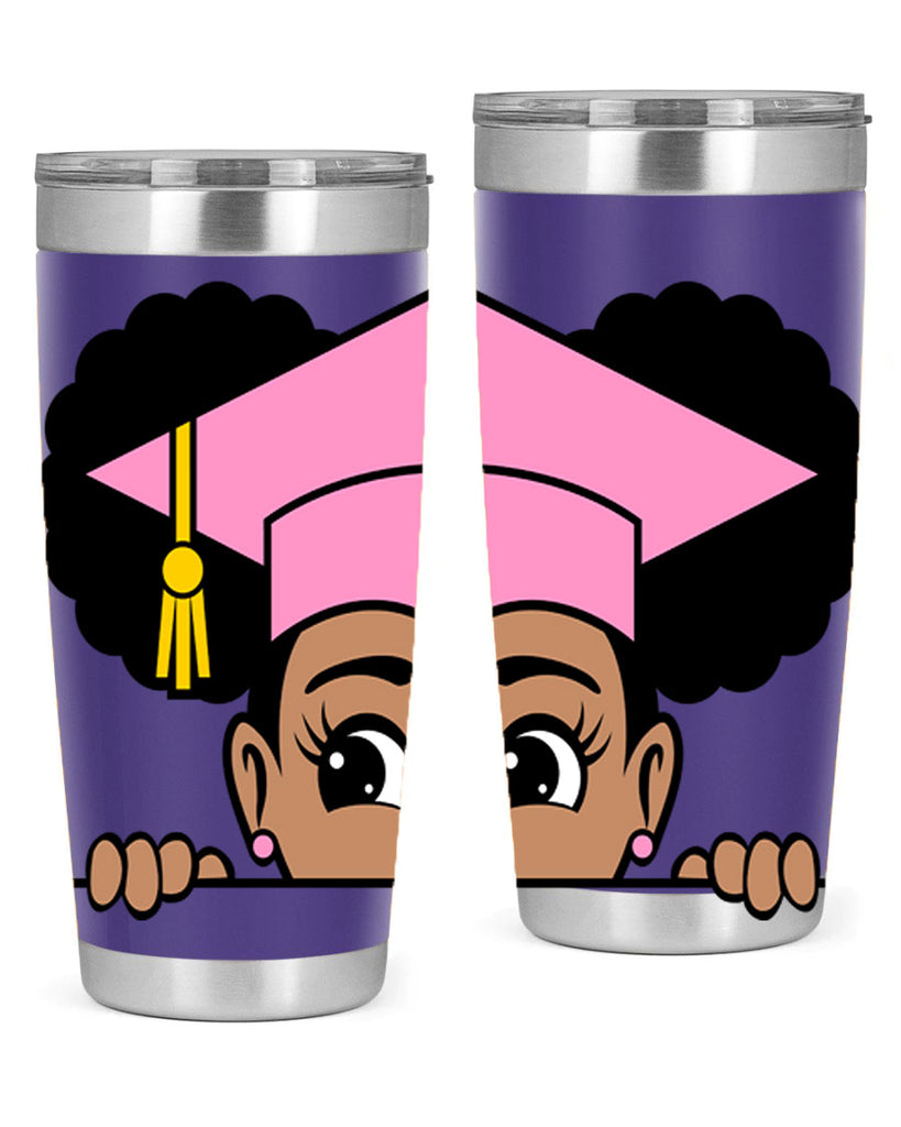 peekaboo afro puffs grad girl 23#- women-girls- Tumbler