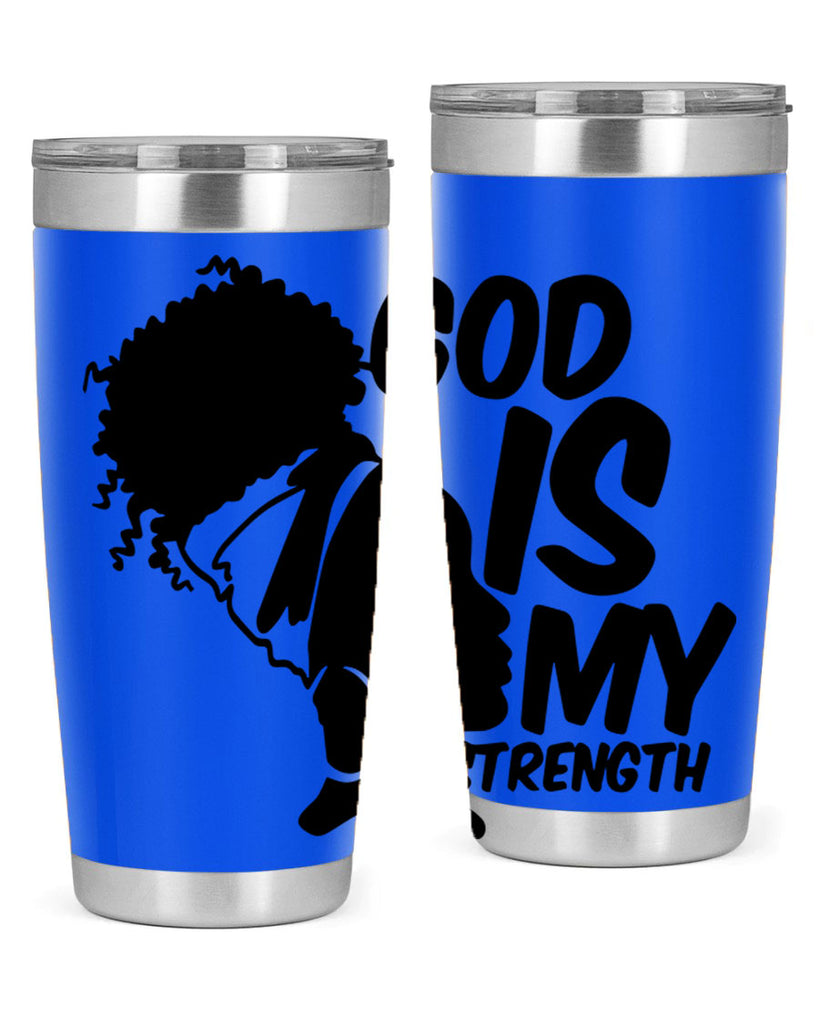 god is my strength- black words phrases- Cotton Tank