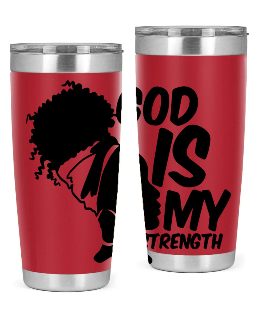 god is my strength- black words phrases- Cotton Tank
