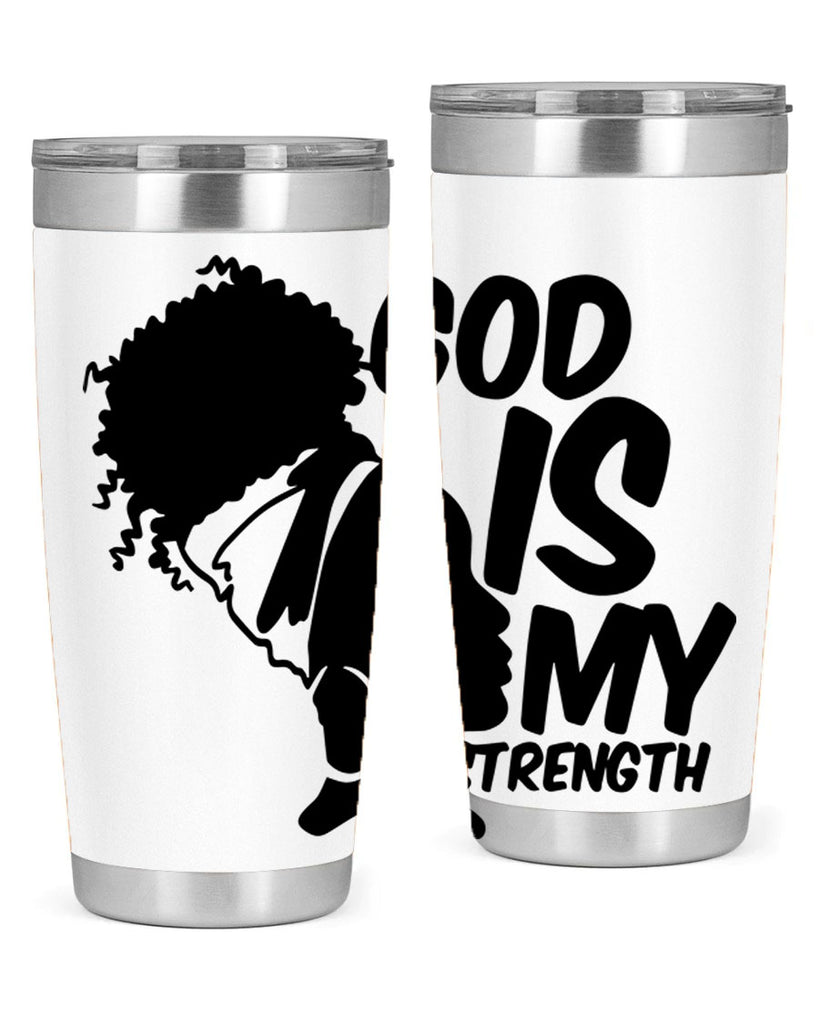 god is my strength- black words phrases- Cotton Tank