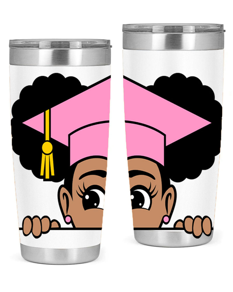 peekaboo afro puffs grad girl 23#- women-girls- Tumbler