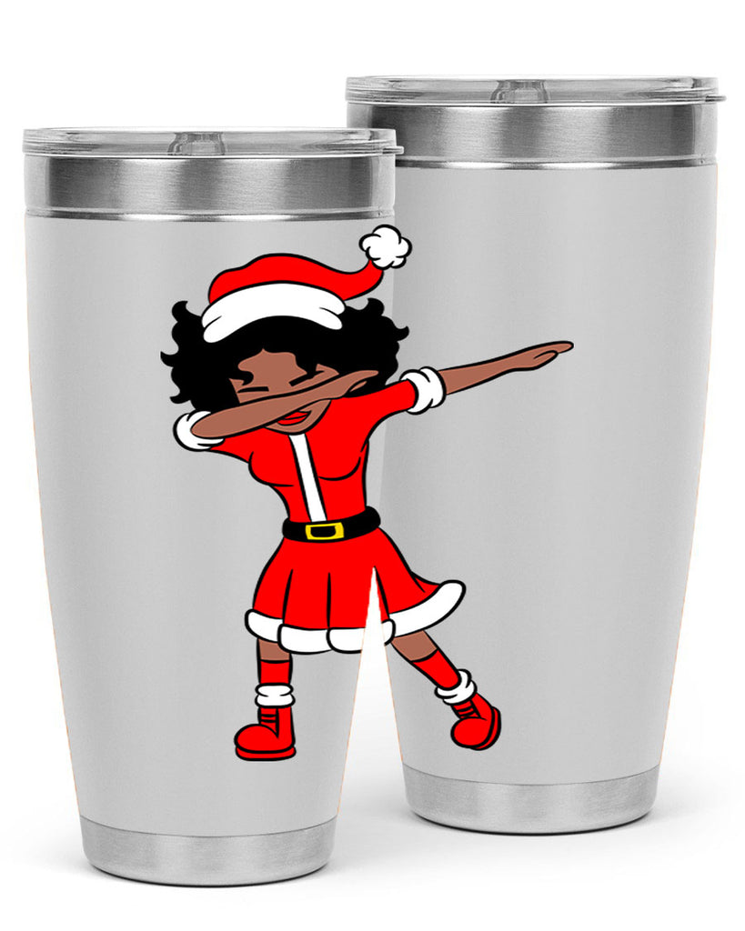 dabbing santa claus afro girl 50#- women-girls- Tumbler