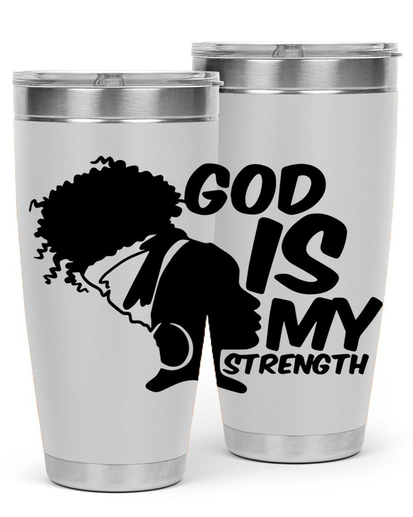god is my strength- black words phrases- Cotton Tank