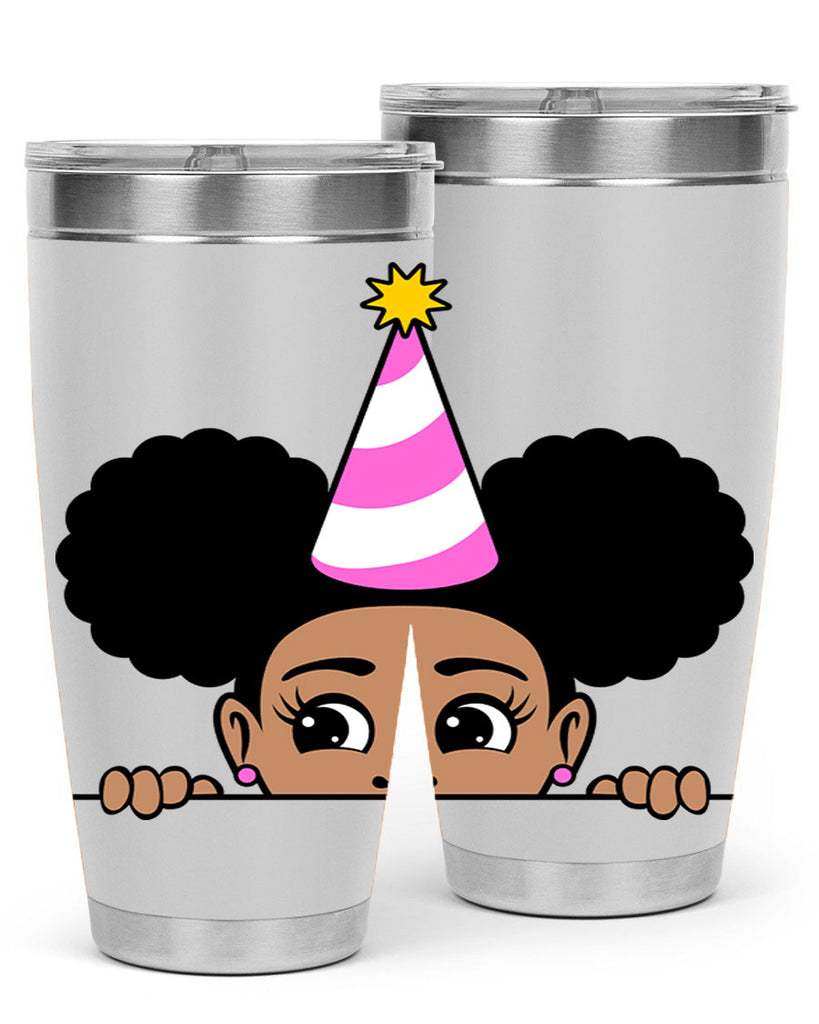 peekaboo afro puffs birthday girl 24#- women-girls- Tumbler
