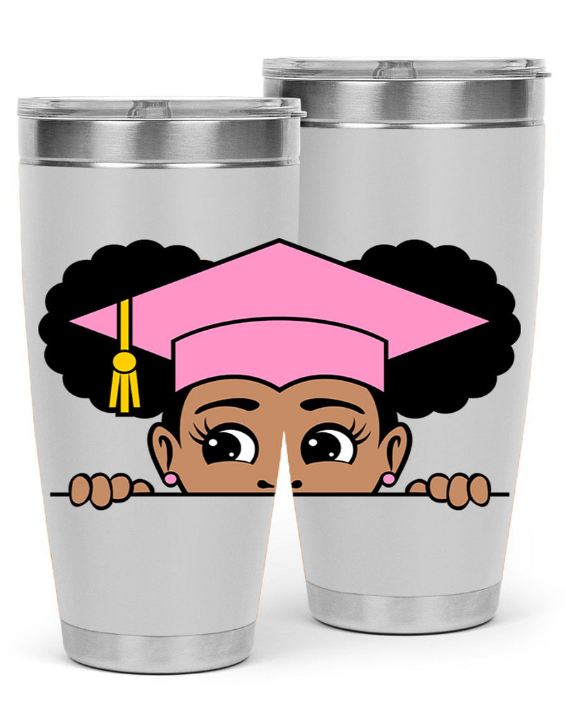peekaboo afro puffs grad girl 23#- women-girls- Tumbler