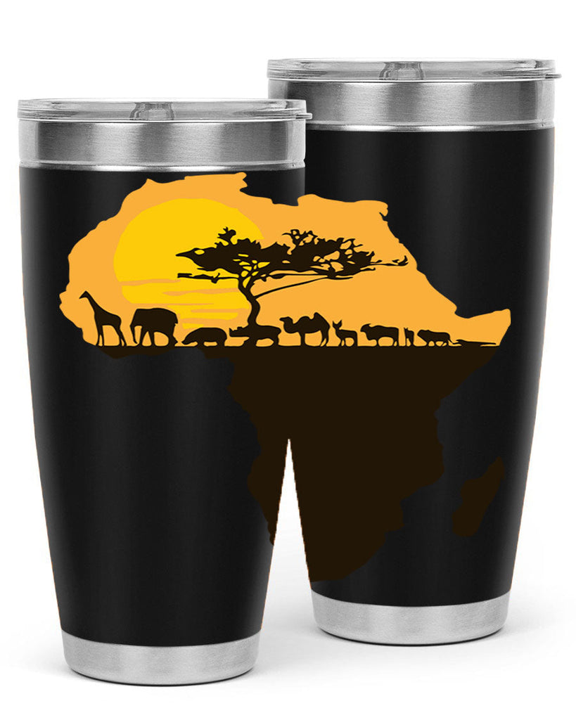 africa with animals- black words phrases- Cotton Tank
