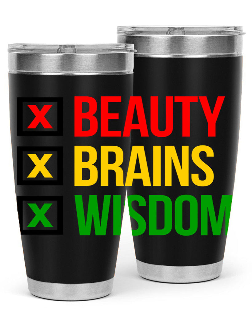 beauty brains wisdom 262#- black words phrases- Cotton Tank