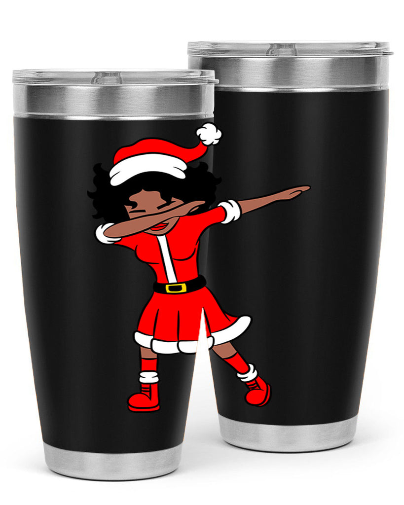 dabbing santa claus afro girl 50#- women-girls- Tumbler
