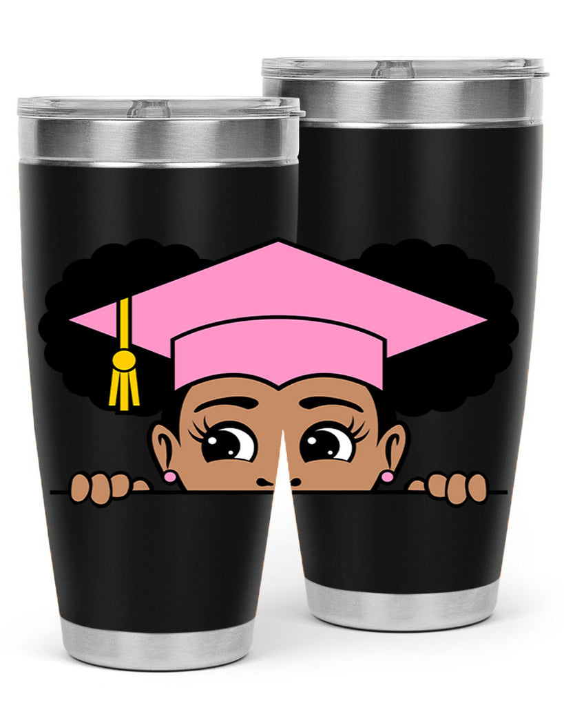 peekaboo afro puffs grad girl 23#- women-girls- Tumbler