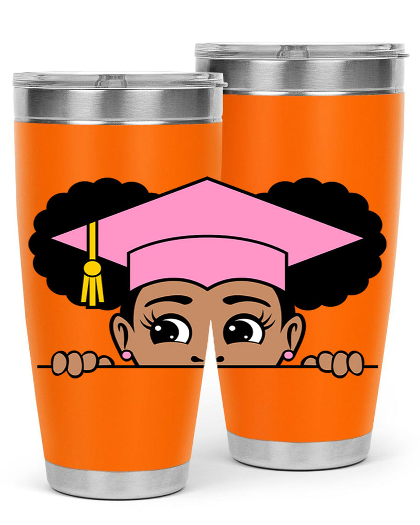 peekaboo afro puffs grad girl 23#- women-girls- Tumbler
