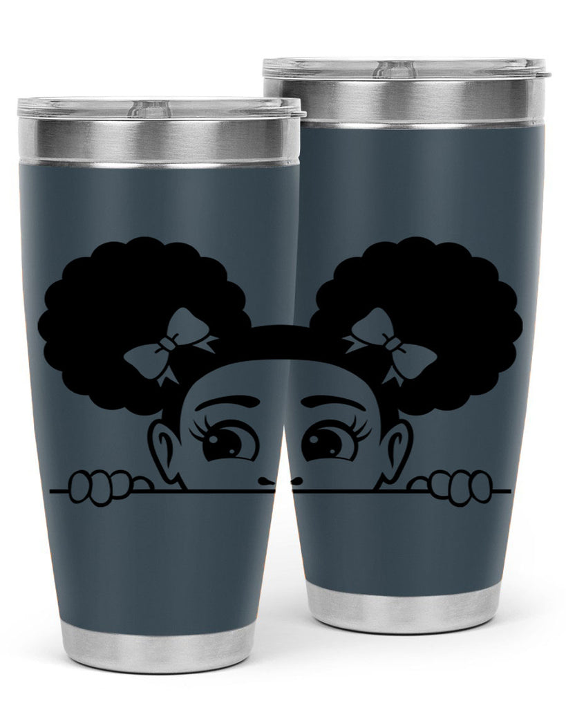 afro puffs girl peekaboo 80#- women-girls- Tumbler