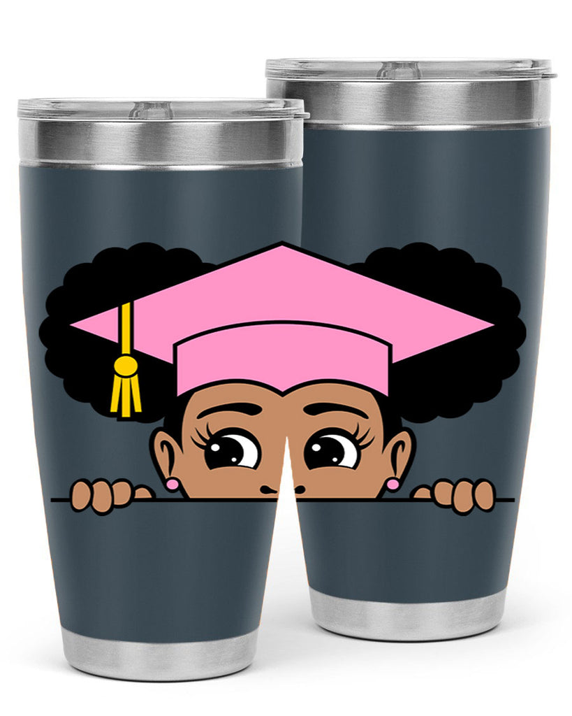 peekaboo afro puffs grad girl 23#- women-girls- Tumbler