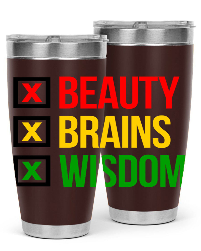 beauty brains wisdom 262#- black words phrases- Cotton Tank