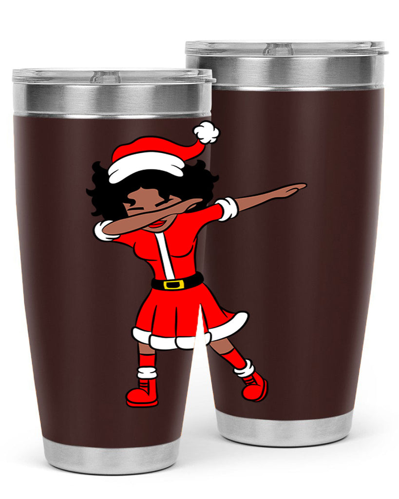 dabbing santa claus afro girl 50#- women-girls- Tumbler