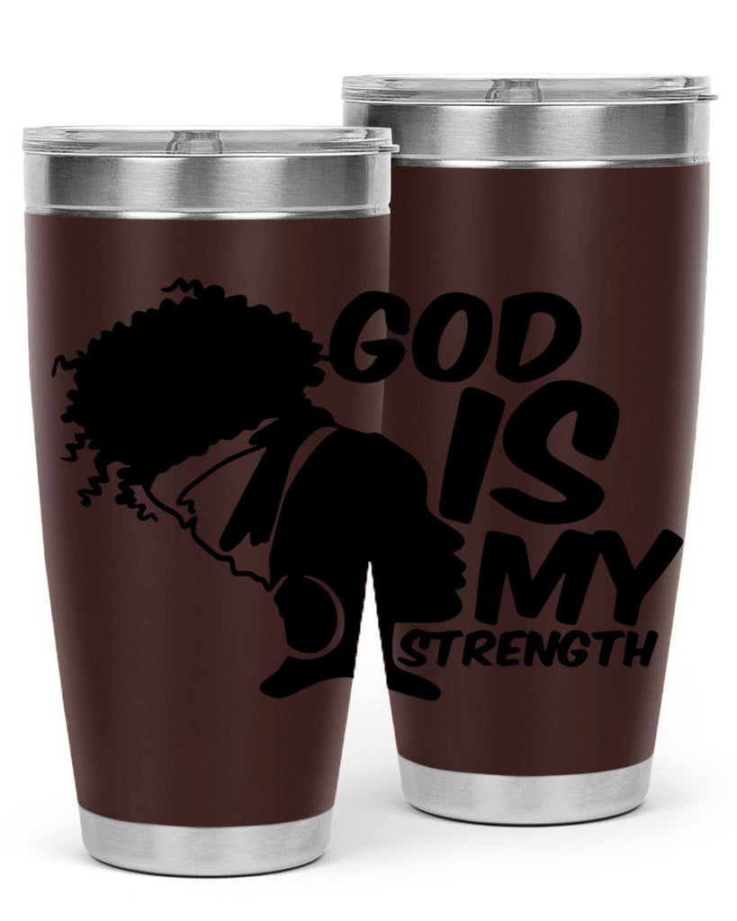 god is my strength- black words phrases- Cotton Tank
