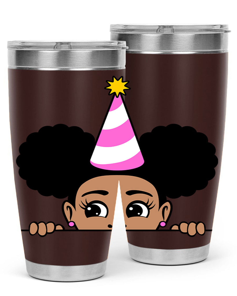peekaboo afro puffs birthday girl 24#- women-girls- Tumbler