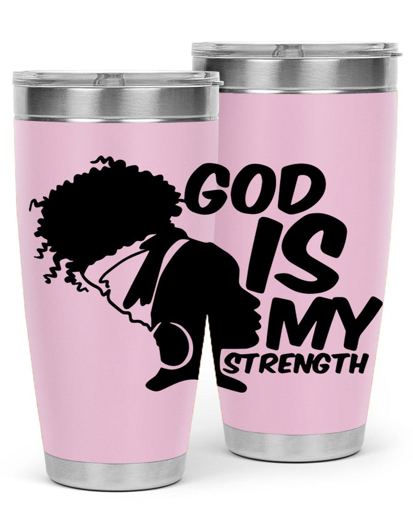 god is my strength- black words phrases- Cotton Tank