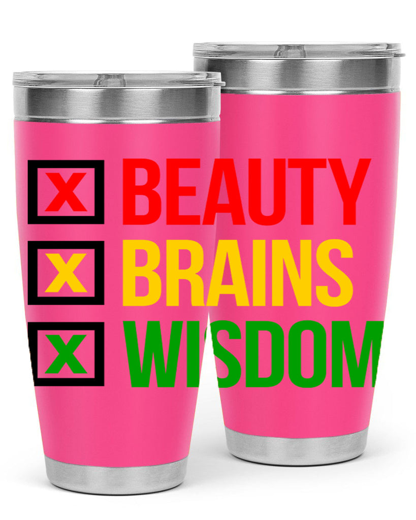 beauty brains wisdom 262#- black words phrases- Cotton Tank