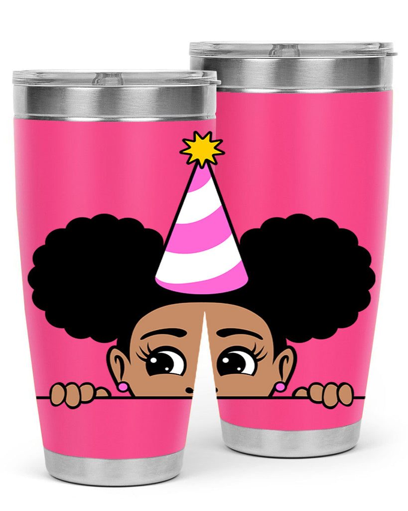 peekaboo afro puffs birthday girl 24#- women-girls- Tumbler