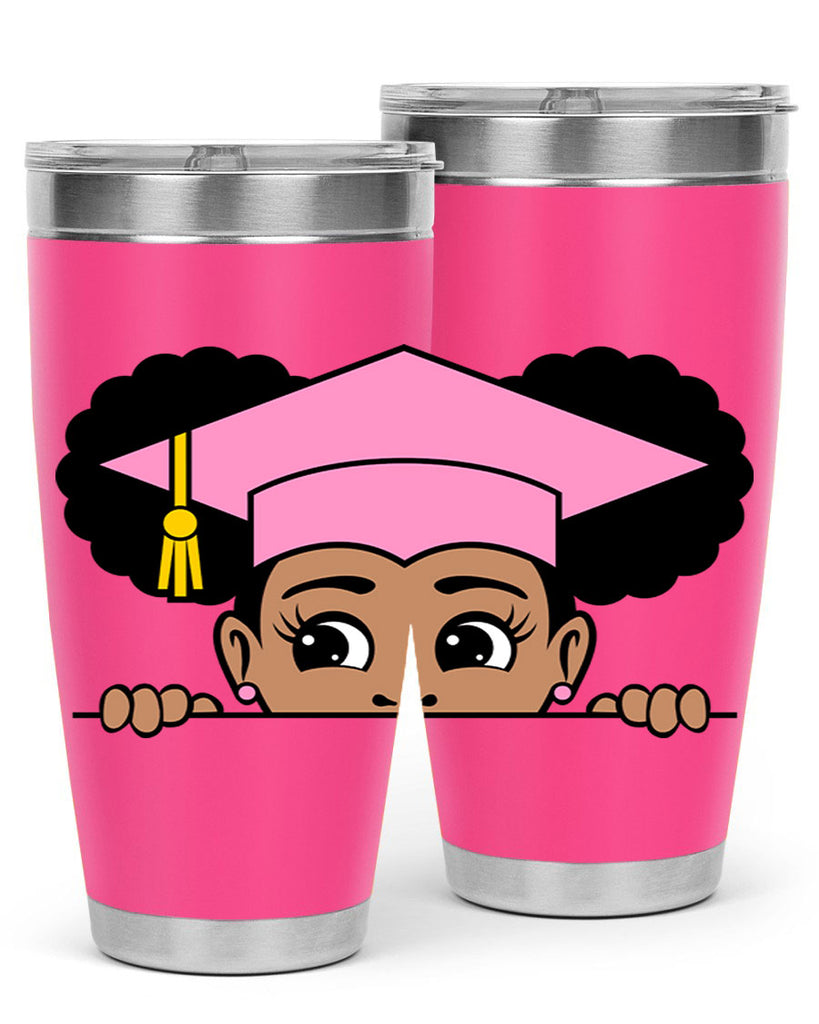 peekaboo afro puffs grad girl 23#- women-girls- Tumbler