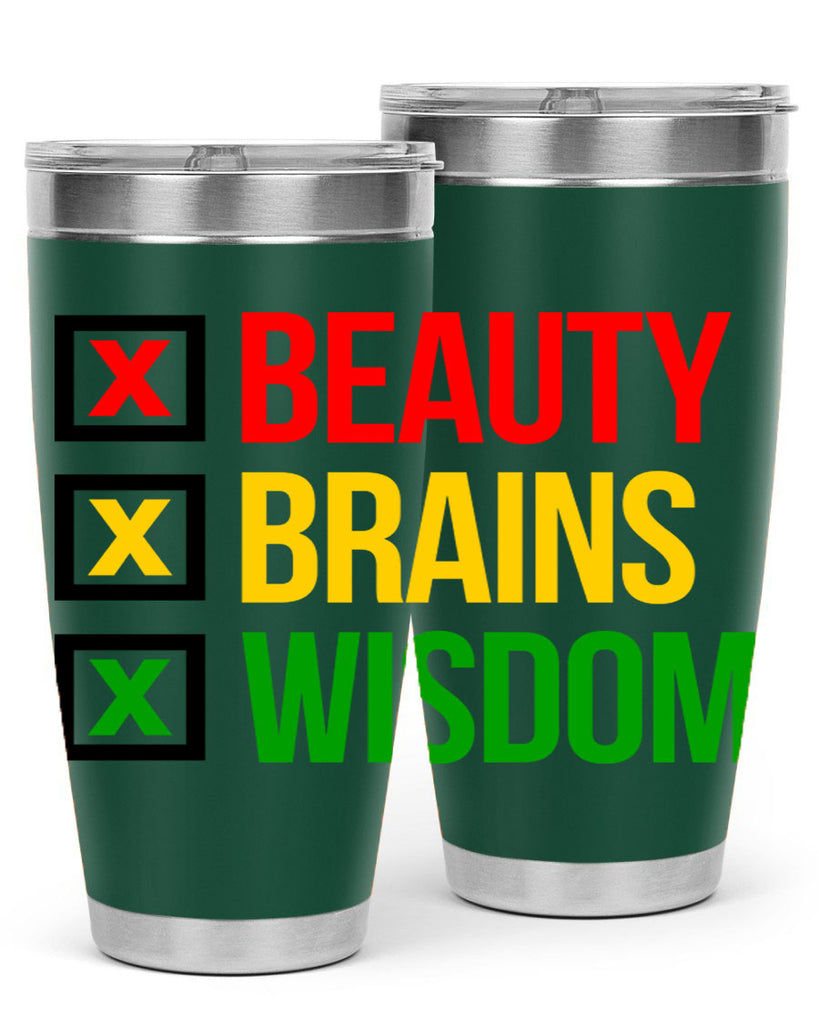beauty brains wisdom 262#- black words phrases- Cotton Tank