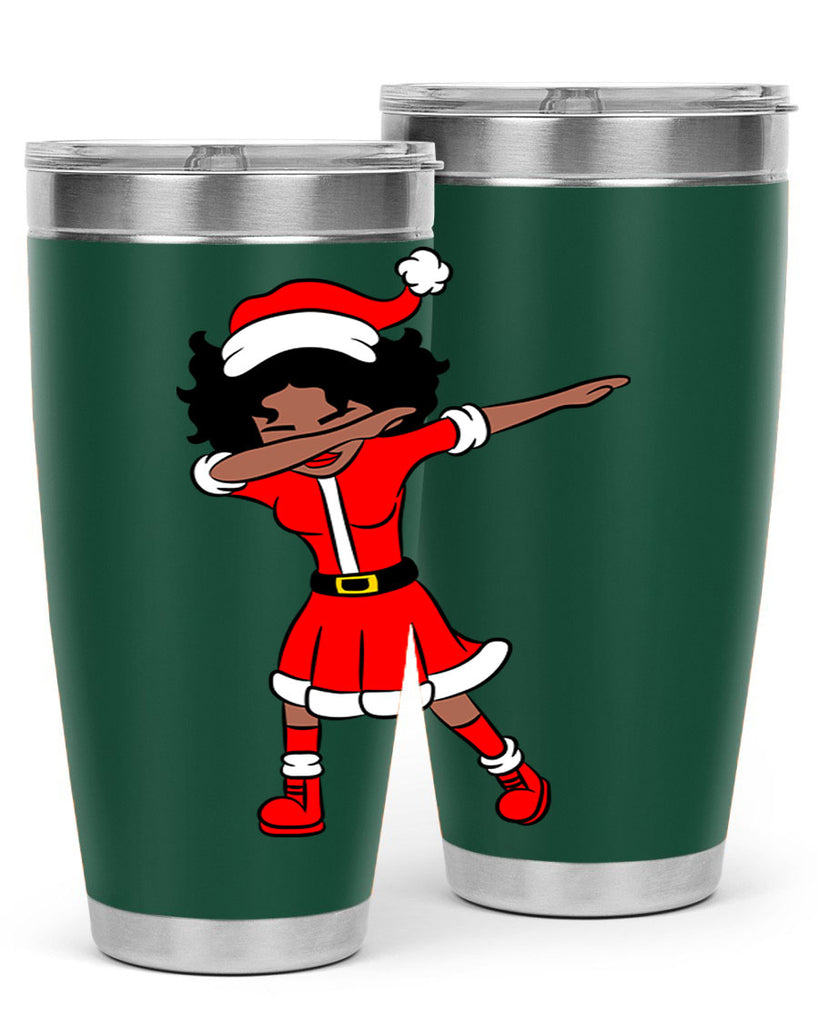 dabbing santa claus afro girl 50#- women-girls- Tumbler