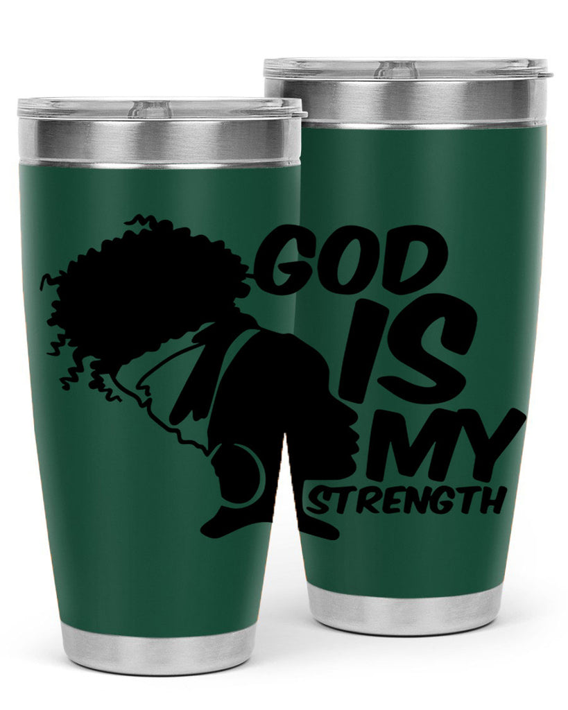 god is my strength- black words phrases- Cotton Tank