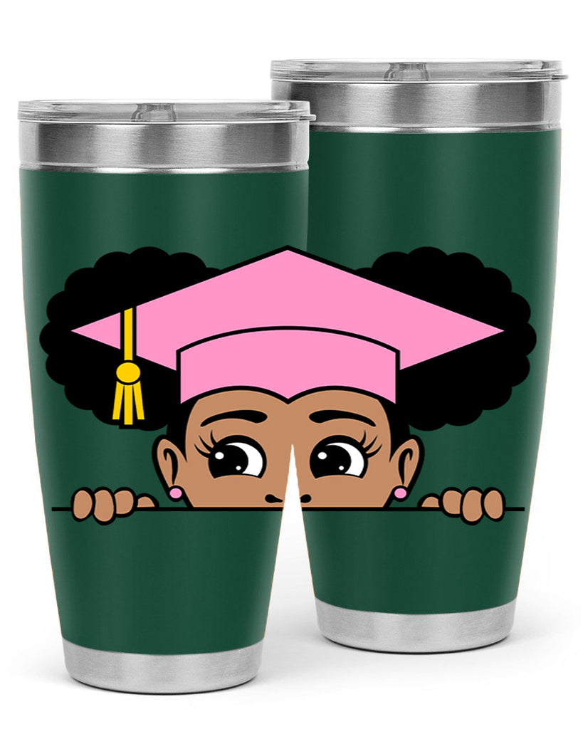 peekaboo afro puffs grad girl 23#- women-girls- Tumbler