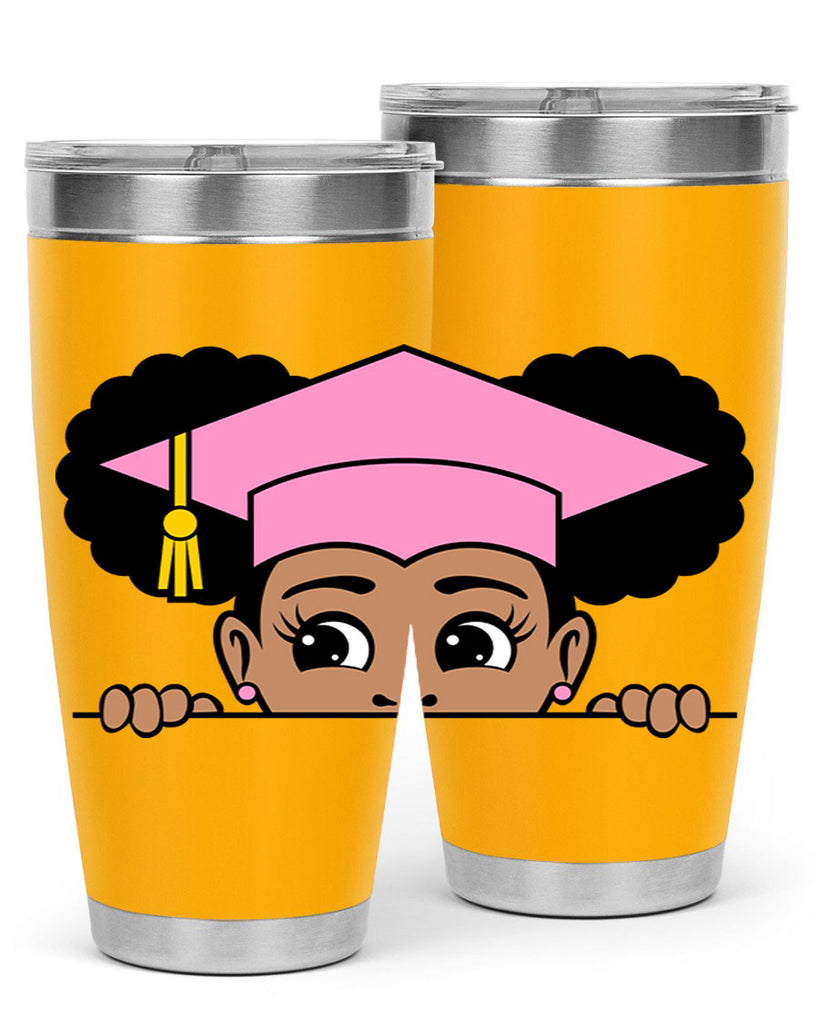 peekaboo afro puffs grad girl 23#- women-girls- Tumbler