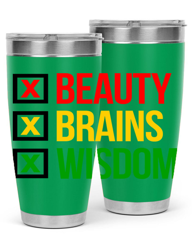 beauty brains wisdom 262#- black words phrases- Cotton Tank