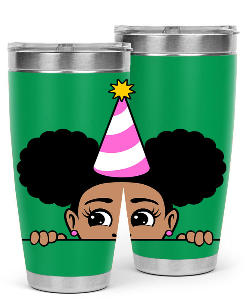 peekaboo afro puffs birthday girl 24#- women-girls- Tumbler