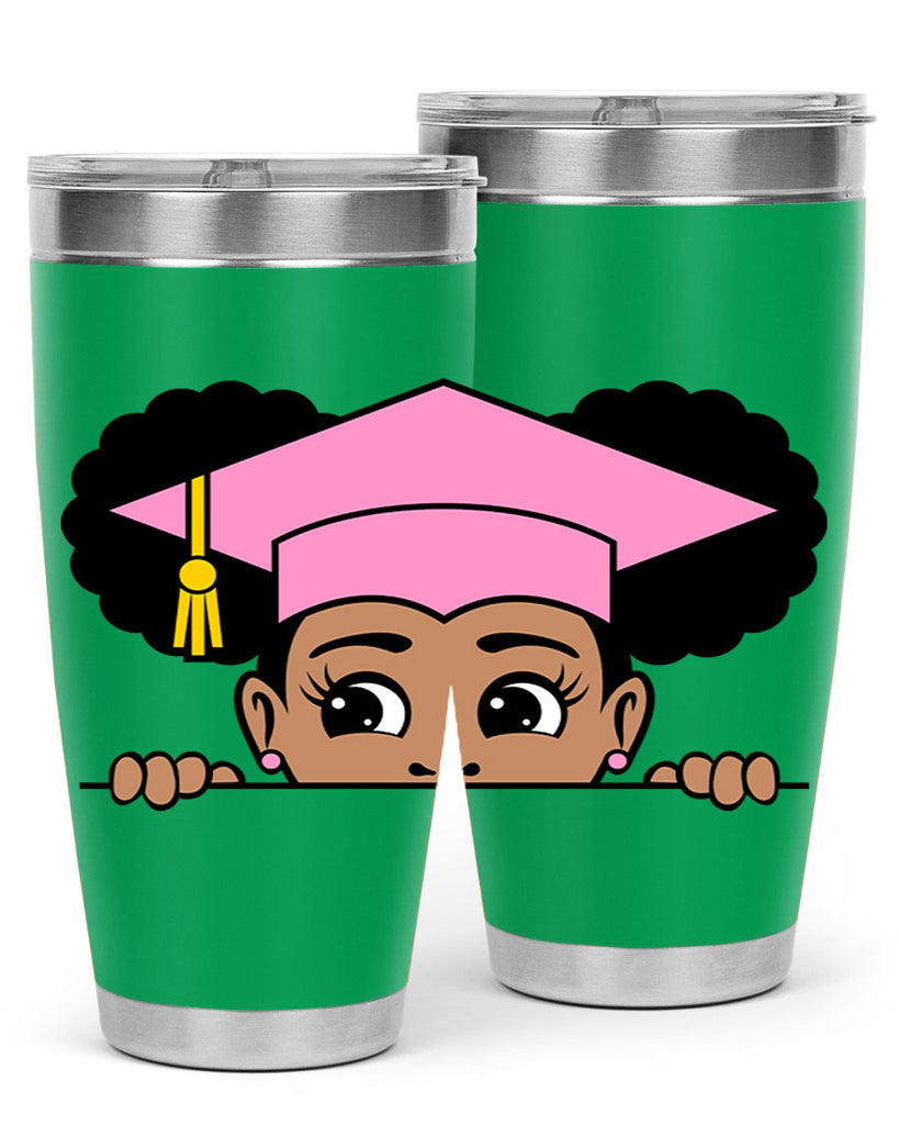 peekaboo afro puffs grad girl 23#- women-girls- Tumbler
