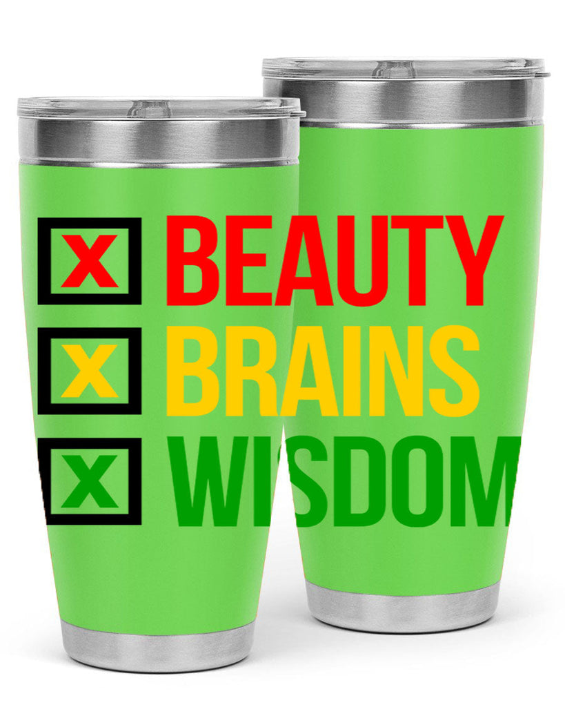beauty brains wisdom 262#- black words phrases- Cotton Tank