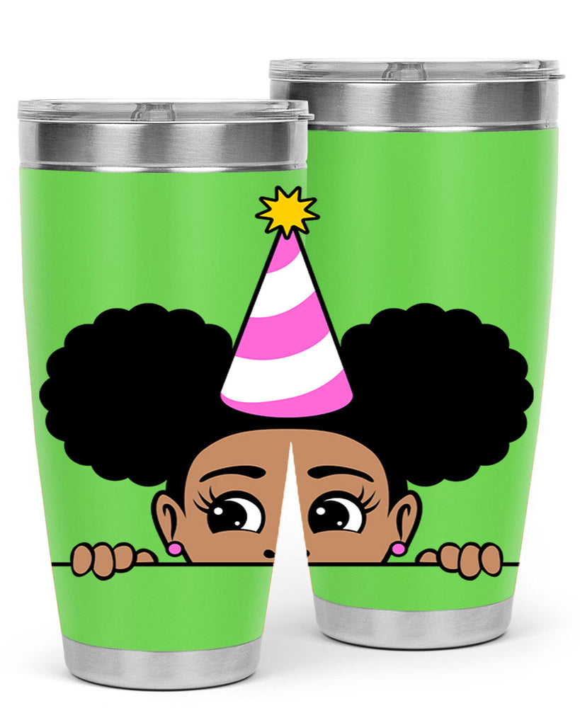 peekaboo afro puffs birthday girl 24#- women-girls- Tumbler
