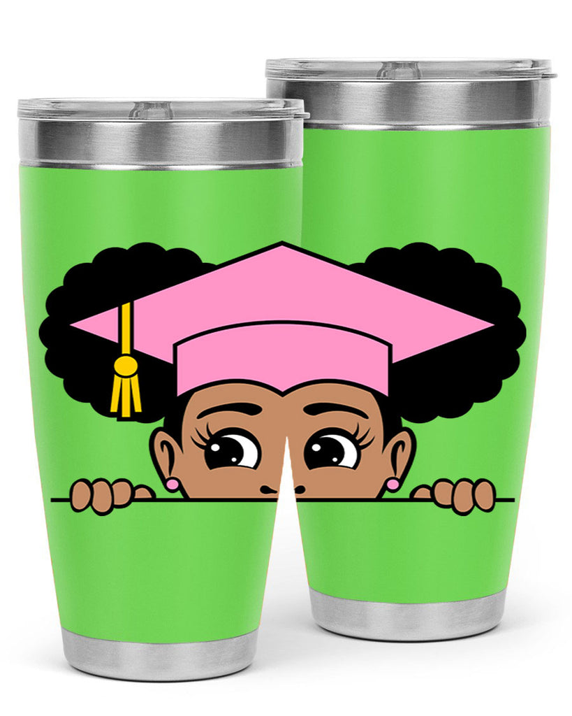 peekaboo afro puffs grad girl 23#- women-girls- Tumbler