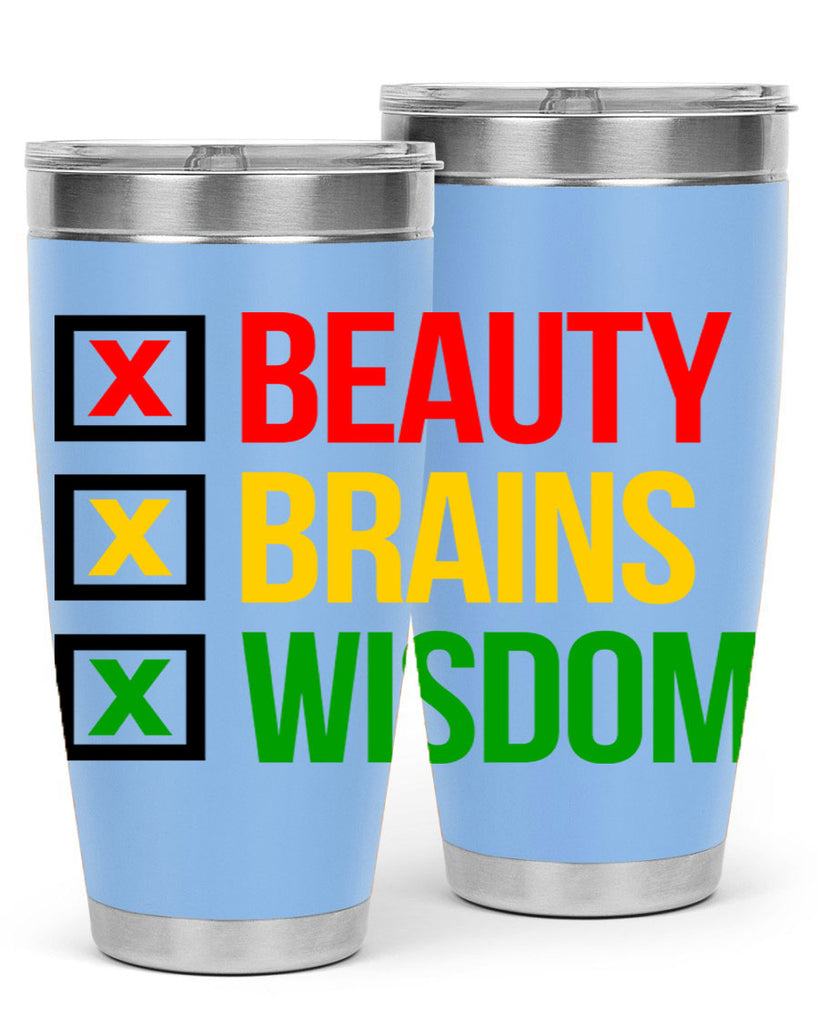 beauty brains wisdom 262#- black words phrases- Cotton Tank