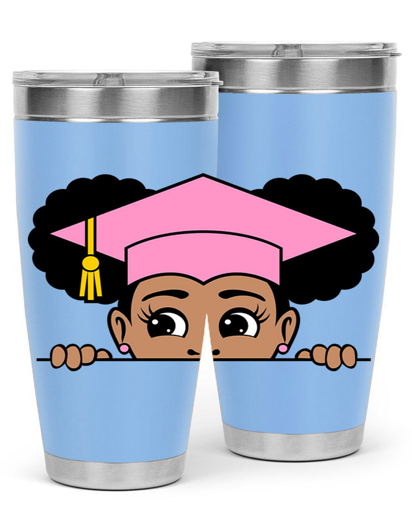 peekaboo afro puffs grad girl 23#- women-girls- Tumbler