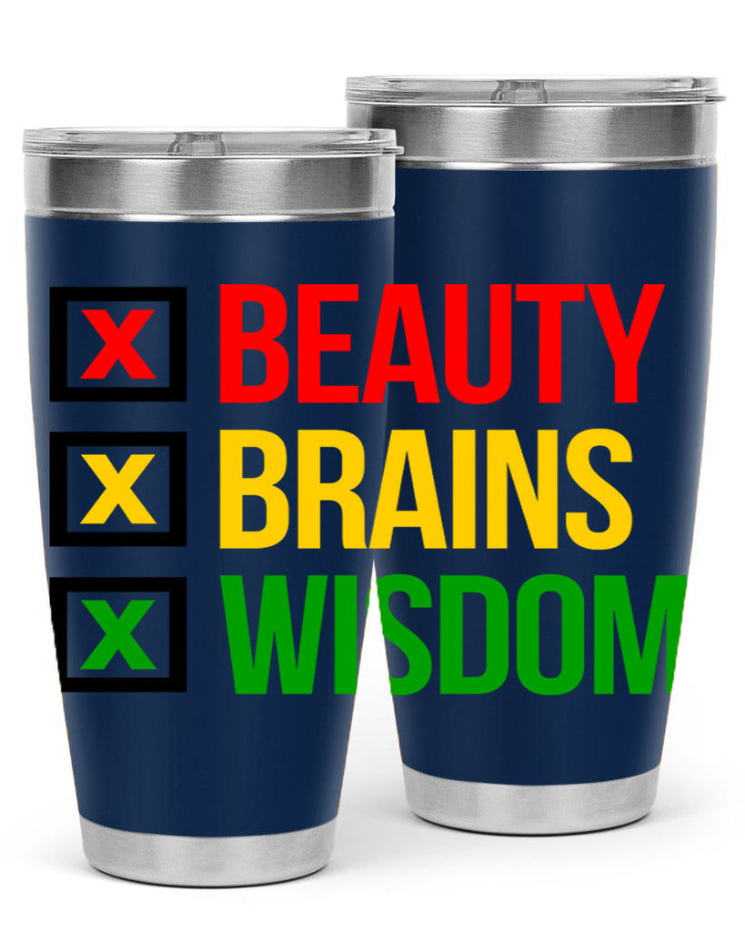beauty brains wisdom 262#- black words phrases- Cotton Tank