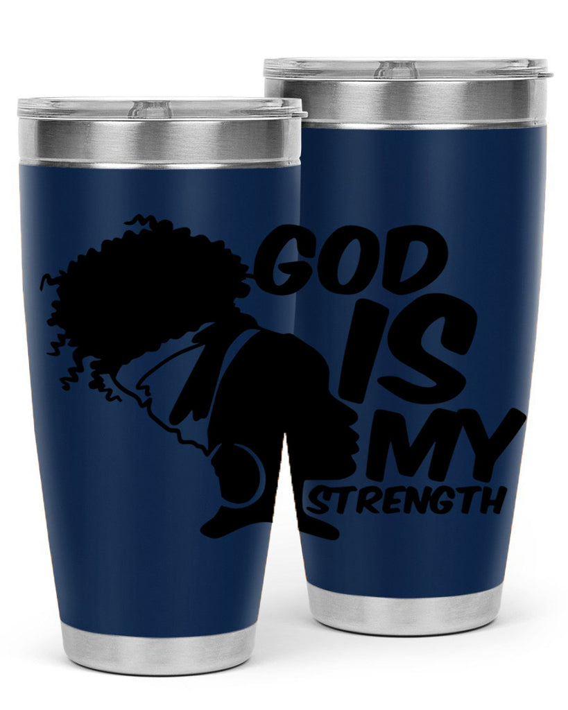 god is my strength- black words phrases- Cotton Tank