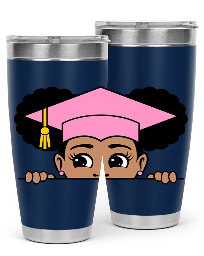 peekaboo afro puffs grad girl 23#- women-girls- Tumbler