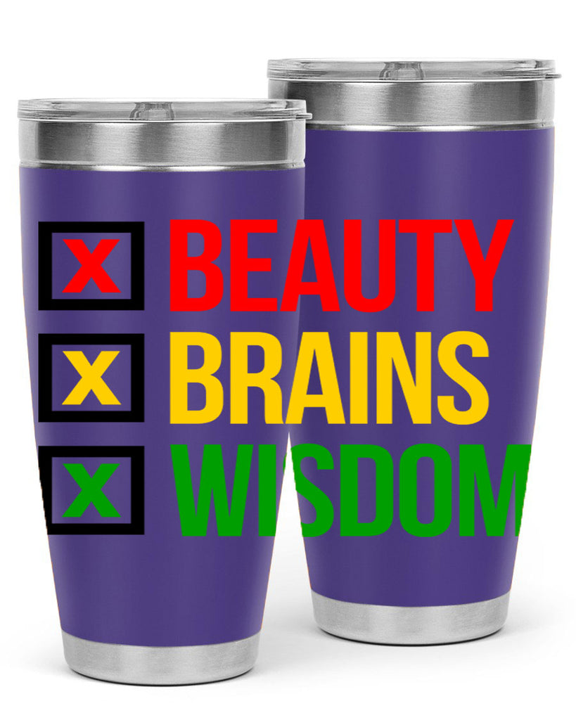 beauty brains wisdom 262#- black words phrases- Cotton Tank