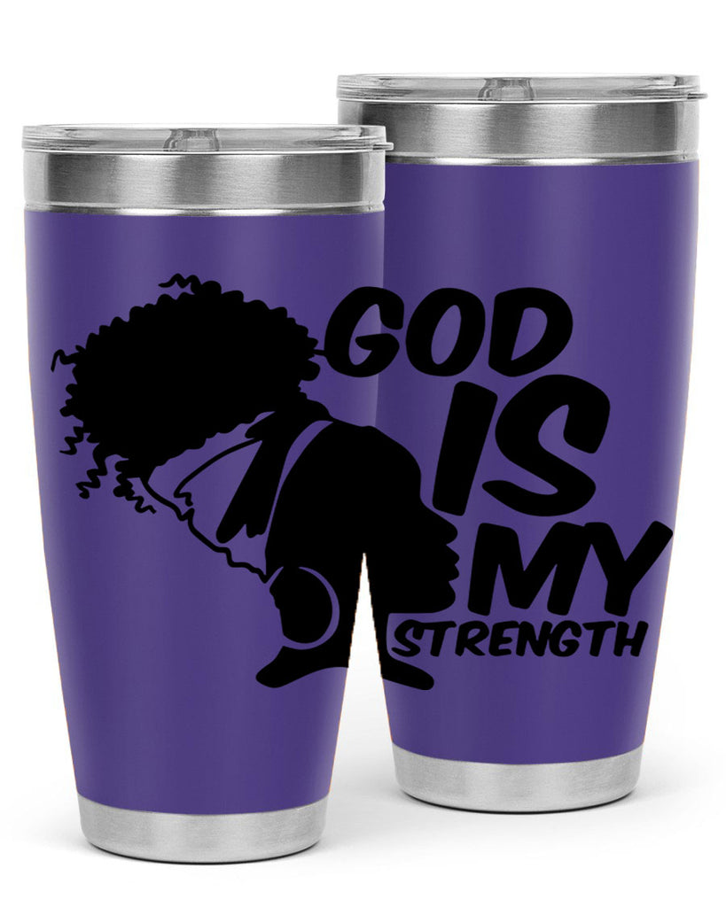 god is my strength- black words phrases- Cotton Tank