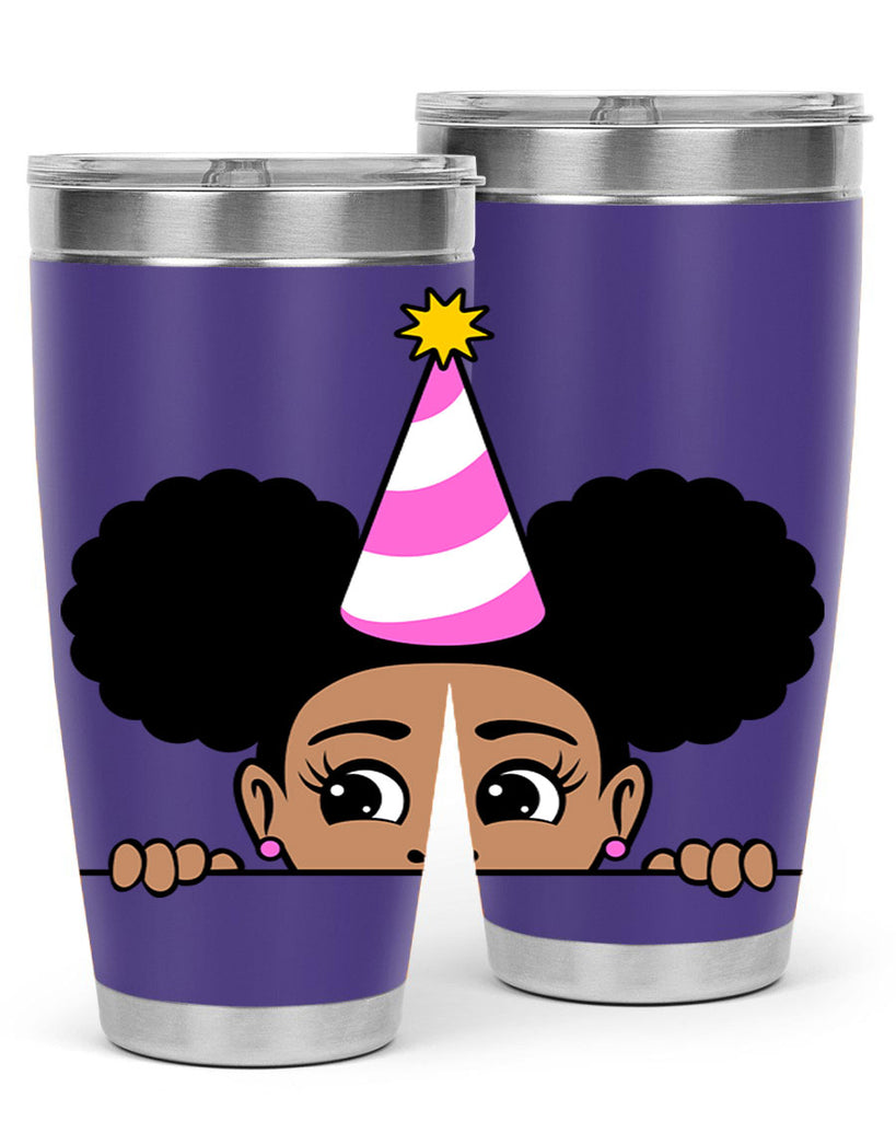 peekaboo afro puffs birthday girl 24#- women-girls- Tumbler
