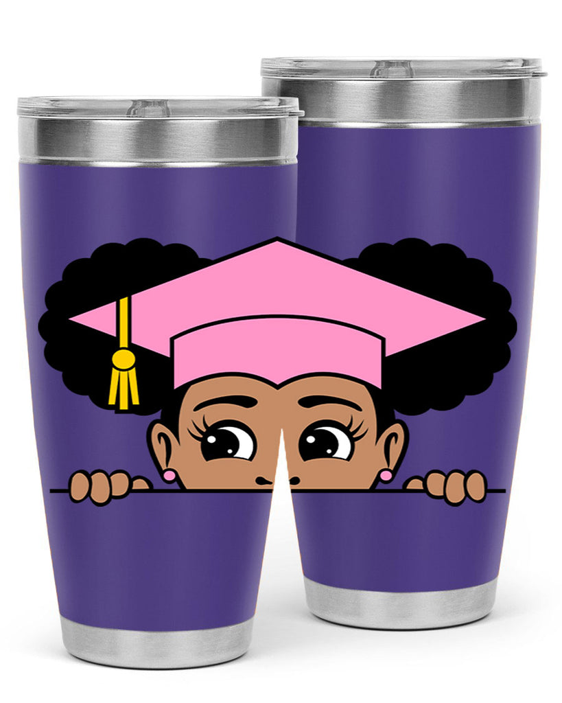 peekaboo afro puffs grad girl 23#- women-girls- Tumbler