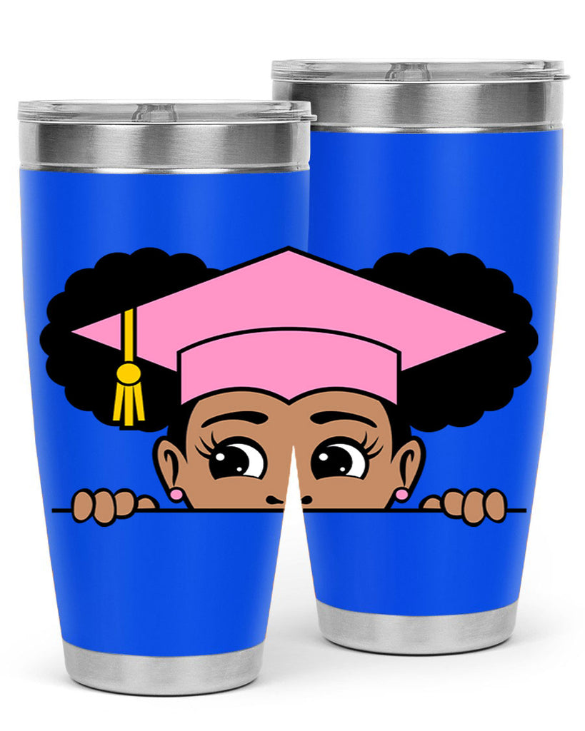 peekaboo afro puffs grad girl 23#- women-girls- Tumbler