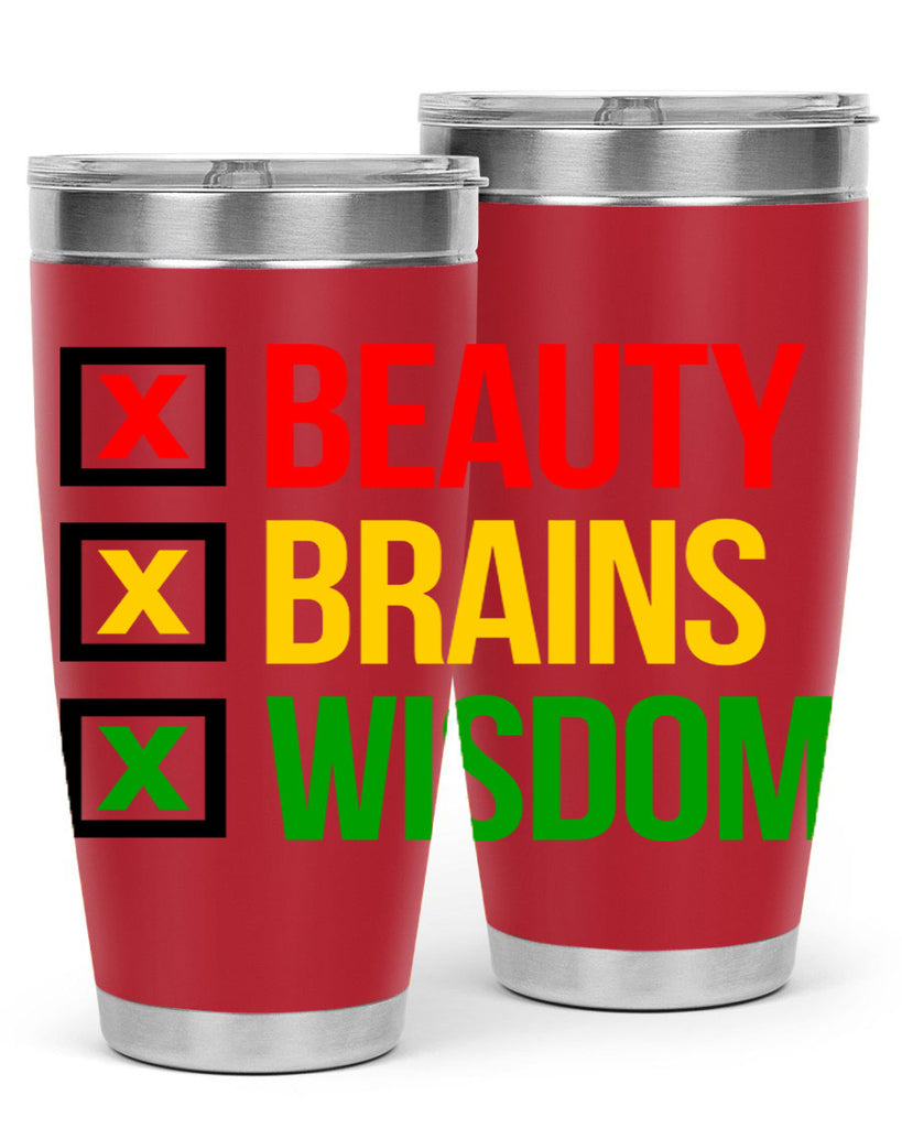 beauty brains wisdom 262#- black words phrases- Cotton Tank
