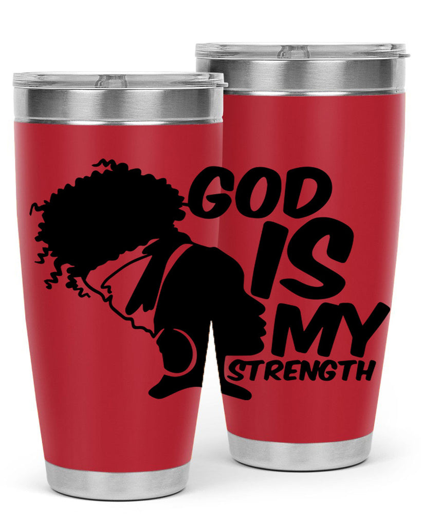 god is my strength- black words phrases- Cotton Tank