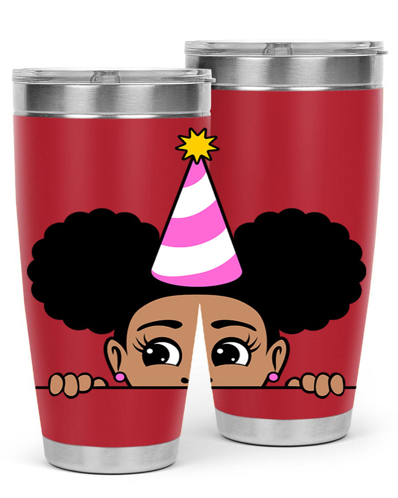 peekaboo afro puffs birthday girl 24#- women-girls- Tumbler