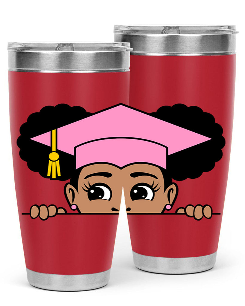 peekaboo afro puffs grad girl 23#- women-girls- Tumbler
